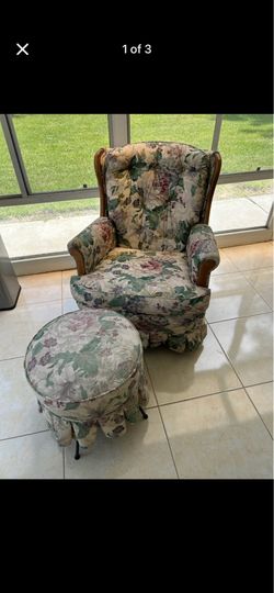 Vintage floral chair and ottoman