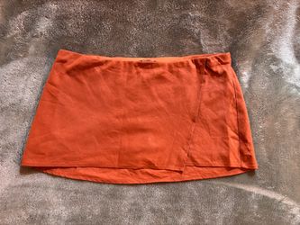 Orange Wrap Mini Skirt