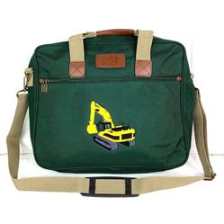 NEW CAT Caterpillar Green Embroidered Excavator Travel Laptop Messenger Bag