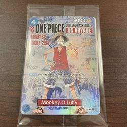 One Piece Monkey.D.Luffy U.S. Voyage NCAA College Basketball Promo Card *SEALED*