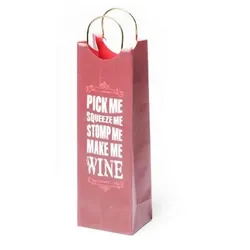 NEW "Make Me Wine" Single Bottle Wine Bag w/ Metal Handles by True Fabrications