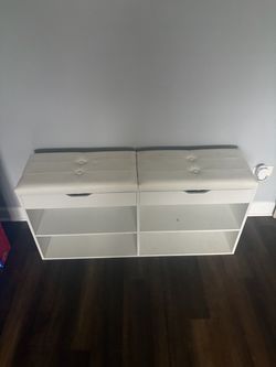 White Storage Bench with Cushioned Seat