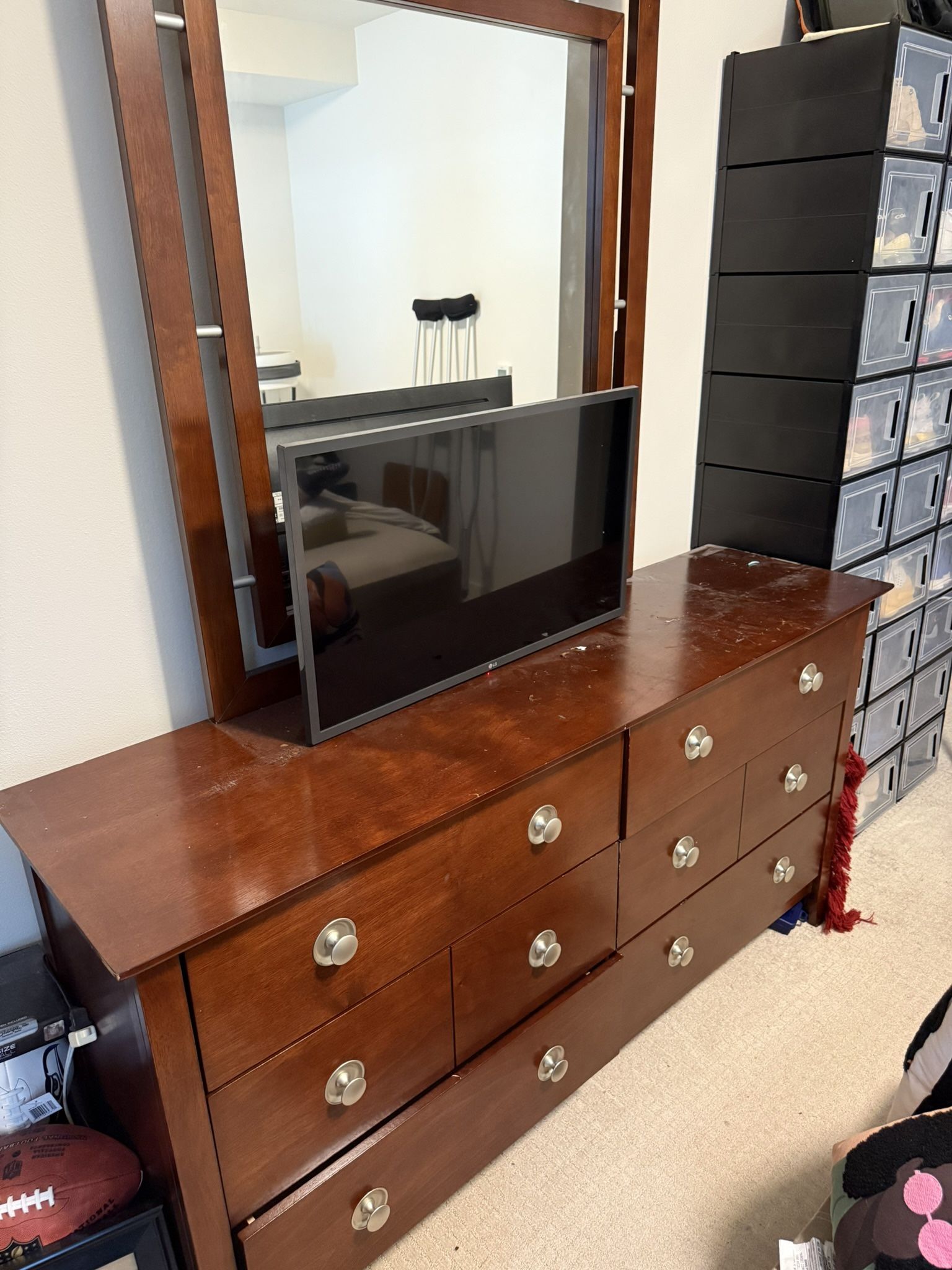 Wood Dresser with Mirror