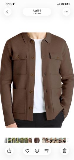 Atforna Men's Large Button Down Chunky Knit Cardigan Sweater with Multi-Pocket Design