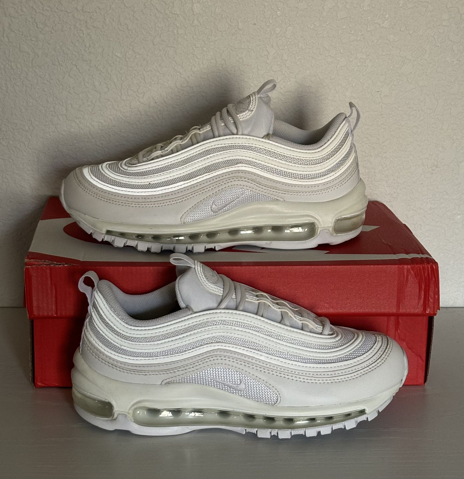 *NIKE* Nike Womens Air Max 97 Triple White Running Shoes Sneakers Size 8.