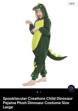 Children’s Onesie, Pajama Costume, Dinosaur, Available In Large And Small