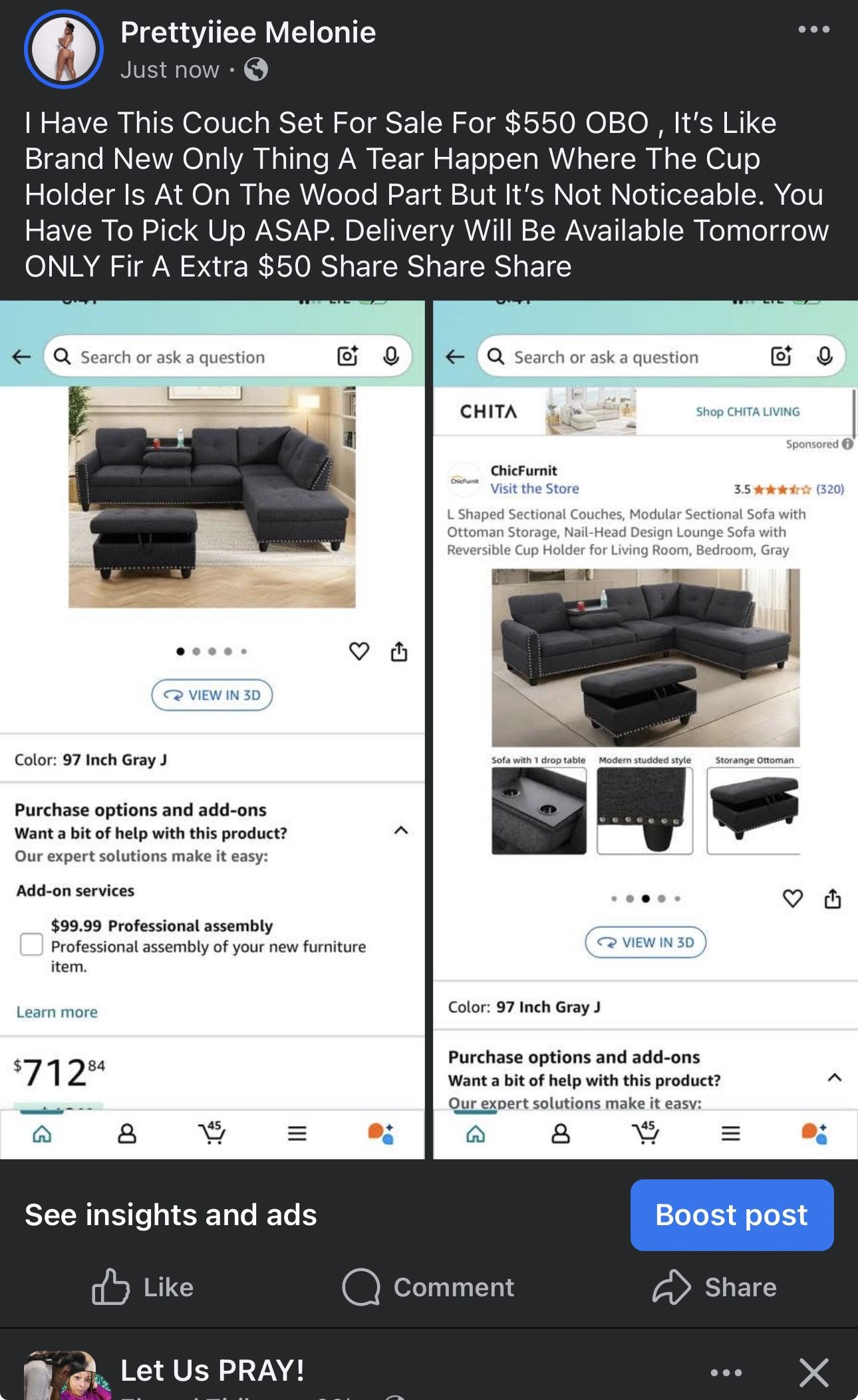 Dark Grey Couch Set 