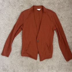 Caslon Sz S Burnt Orange Button Up Long Sleeved Cardigan/Blazer 100% Cotton