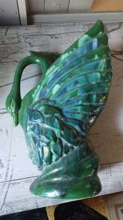 Royal Hager Green Swan Vase 