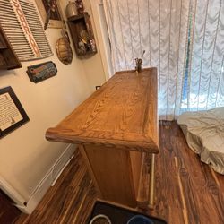 Solid Oak Free Standing Bar, Chair And Accessories 