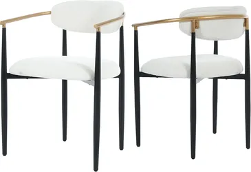 COLAMY Mid Century Modern Dining Chairs Set of 2, Upholstered Kitchen Room Chairs with 3" High-Resilience Cushion, Sturdy Metal Legs and Ergonomic Cur