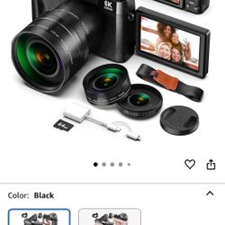 Yatao Digital Cameras for Photography and Vlogging, 6K 64MP Flip Screen, Dual Lens, Microphone