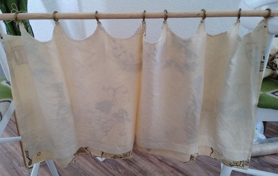 Vintage Mid Century Modern Lined Kitchen Cafe Curtains And Valance - IN EXCELLENT CONDITION