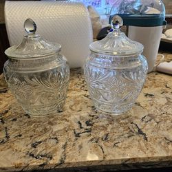 Two Vintage Glass Canisters / Jars