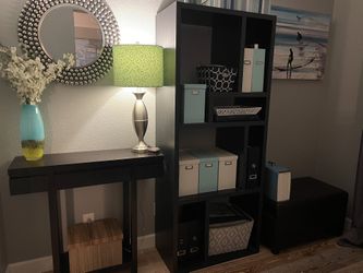 Modern Sleek Tall Bookcase And Console (with Drawer) For Sale