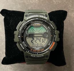 Casio Fishing Gear Men’s Quartz Watch – Olive Green, 48mm (WS1200H-3AV)