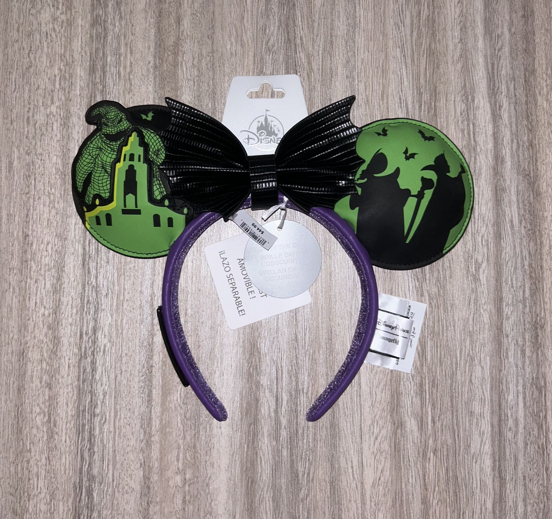 New Disneyland Loungefly Ears Oogie Boogie Bash 2024 GLOWS removable Bow