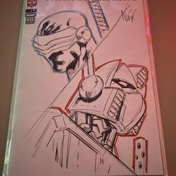 1/1 Comic Book Blank Sketch Snake Eyes & Optimus Prime By Eddie Nunez W/Coa