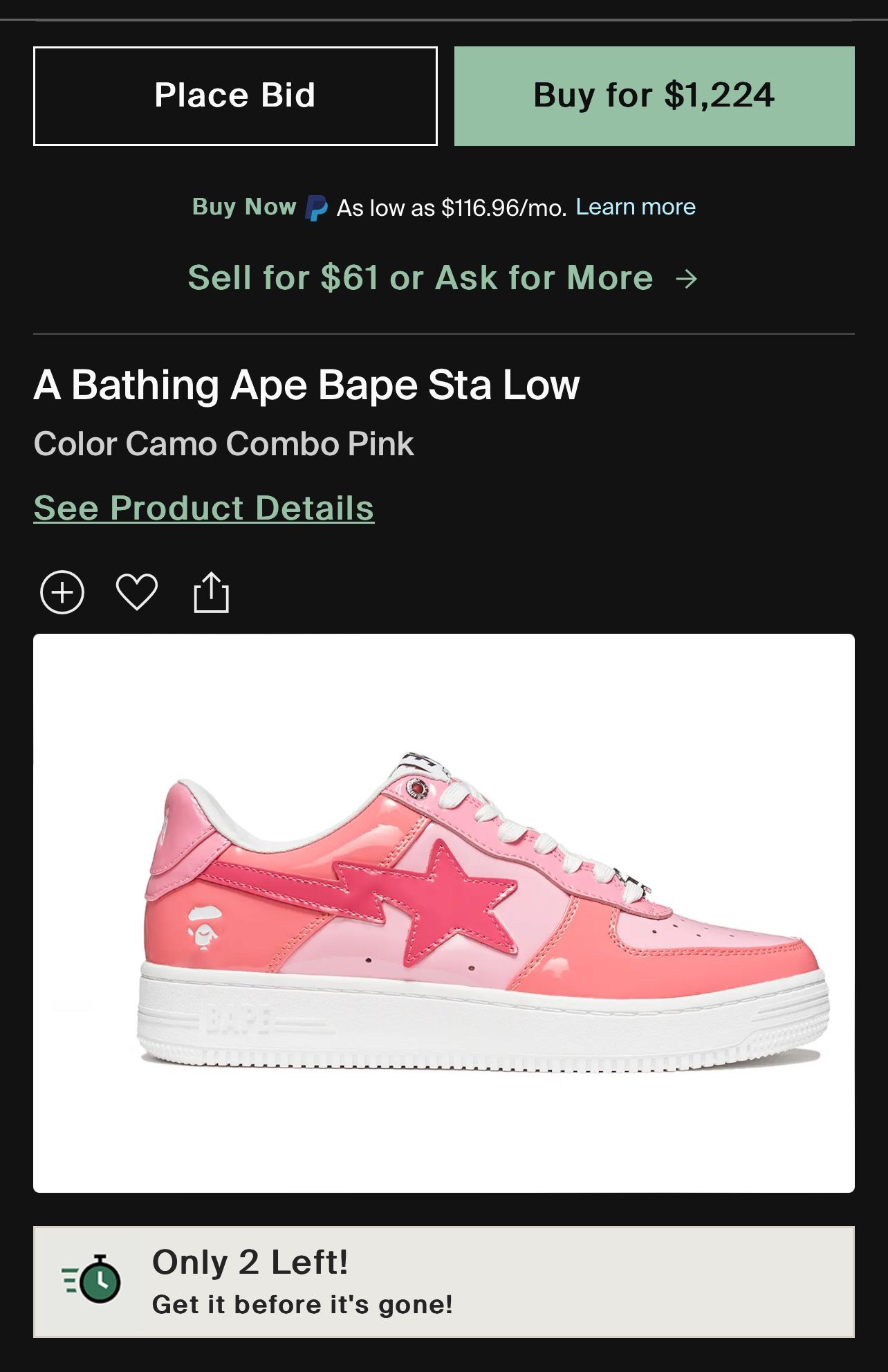 Bape Sta Men’s Size 7 (Women’s 8.5)
