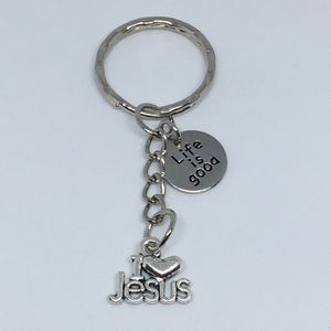 Photo Life Is Good I Love Jesus Heart Charm Keychain