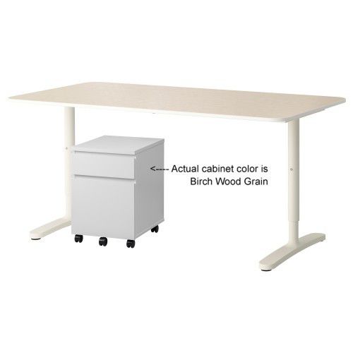Ikea Bekant Desk Malm Drawer Unit W Casters Birch Color For