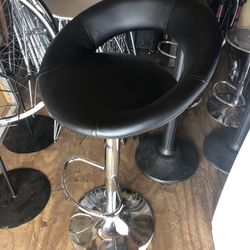 Black Faux Leather Bar Stool Cushioned
