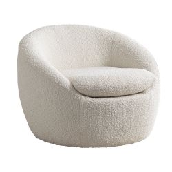 NEW Off White Boucle Swivel Accent Chair