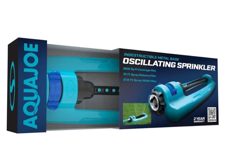 Aqua Joe SJI-OMS16 Indestructible Metal Base Oscillating Sprinkler with Adjustable Spray, 3600-Square Foot Coverage
