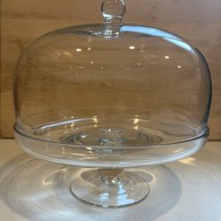 Glass Cake Stand with Domed Glass Lid