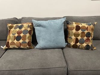 Set of 3 Newport decorative throw pillows, 17” x 17”, with feather-filled inserts.