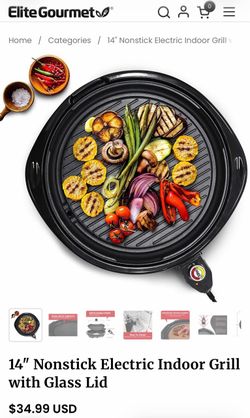 Elite Gourmet 14" Nonstick Electric Indoor Grill