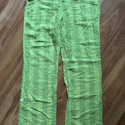 Vintage Y2K Victoria's Secret Live Love Pink Green Striped Pajama Pants MED