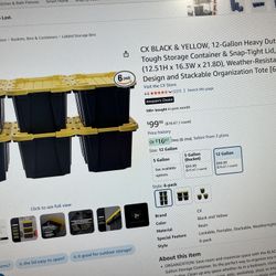 Storage Bins Yellow And Black