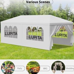 10x20 White Gazebo Wedding Party Tent Canopy  With 4 Windows & 2 Sidewalls -6 (FOR SALE) Carpa