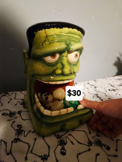 Frankenstein Ceramic Halloween Candy Jar