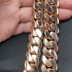 14k Gold Over Silver .999 Handmade Cuban Link