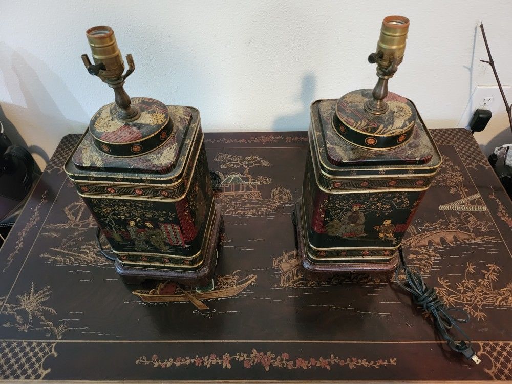 Wicked Cool Old Tin Vintage Asian Lamps
