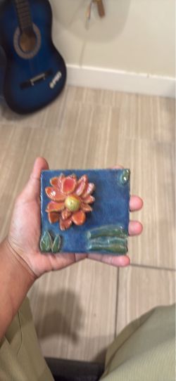 Handmade Ceramic Lotus Flower Tile