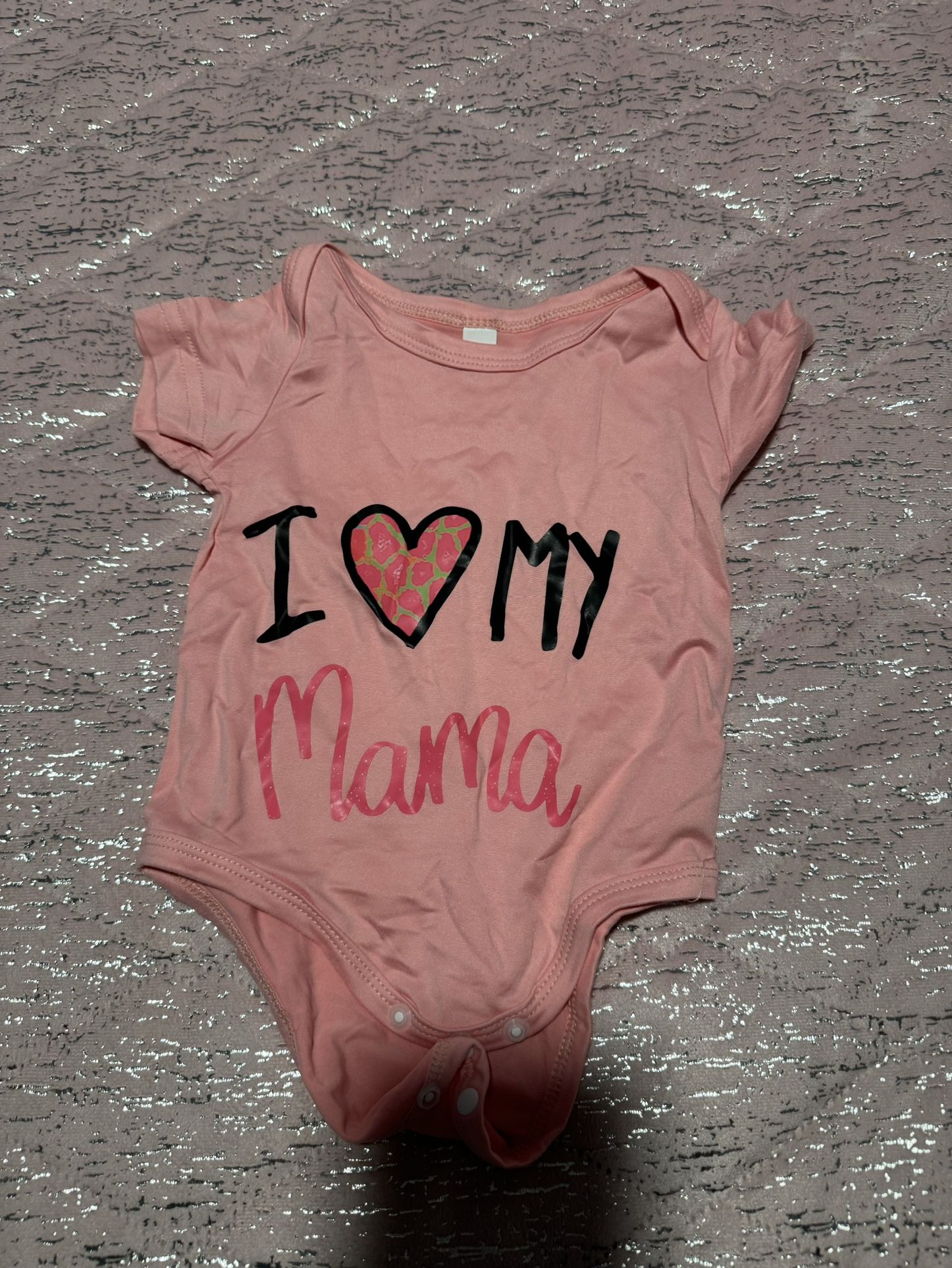 Baby's I LOVE MY MAMA Print Triangle Bodysuit, Casual Short Sleeve Romper, Toddler & Infant Girl's Onesie For Summer, As Gift