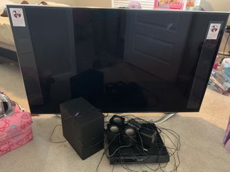60” Samsung TV with Blu Ray player and speakers
