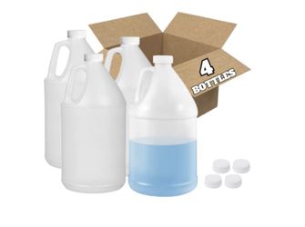 NEW Case of (4) 1 Gallon Jugs with White Caps 128oz HDPE Empty Plastic Bottles