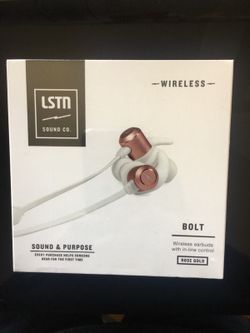 LSTN Bolt Wireless Fitness Earbuds with In-Line Controls in Rose Gold
