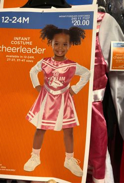 Infant 12 18 24 Months Pink White Long Sleeve CHEERLEADER Dress Halloween Costume