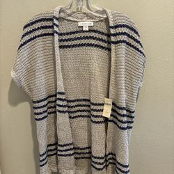 Coldwater Creek Gray and Navy Striped Cardigan