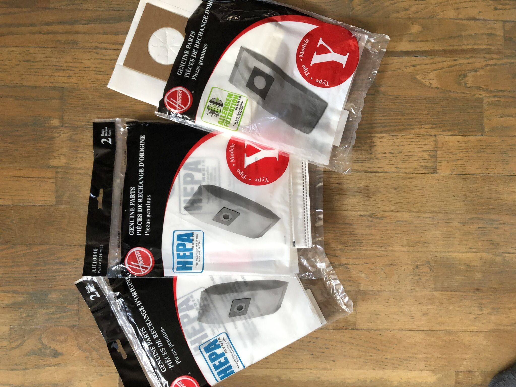 Two Unopened 2-pack Hoover Type Y Vacuum Bags, Plus One Single Bag