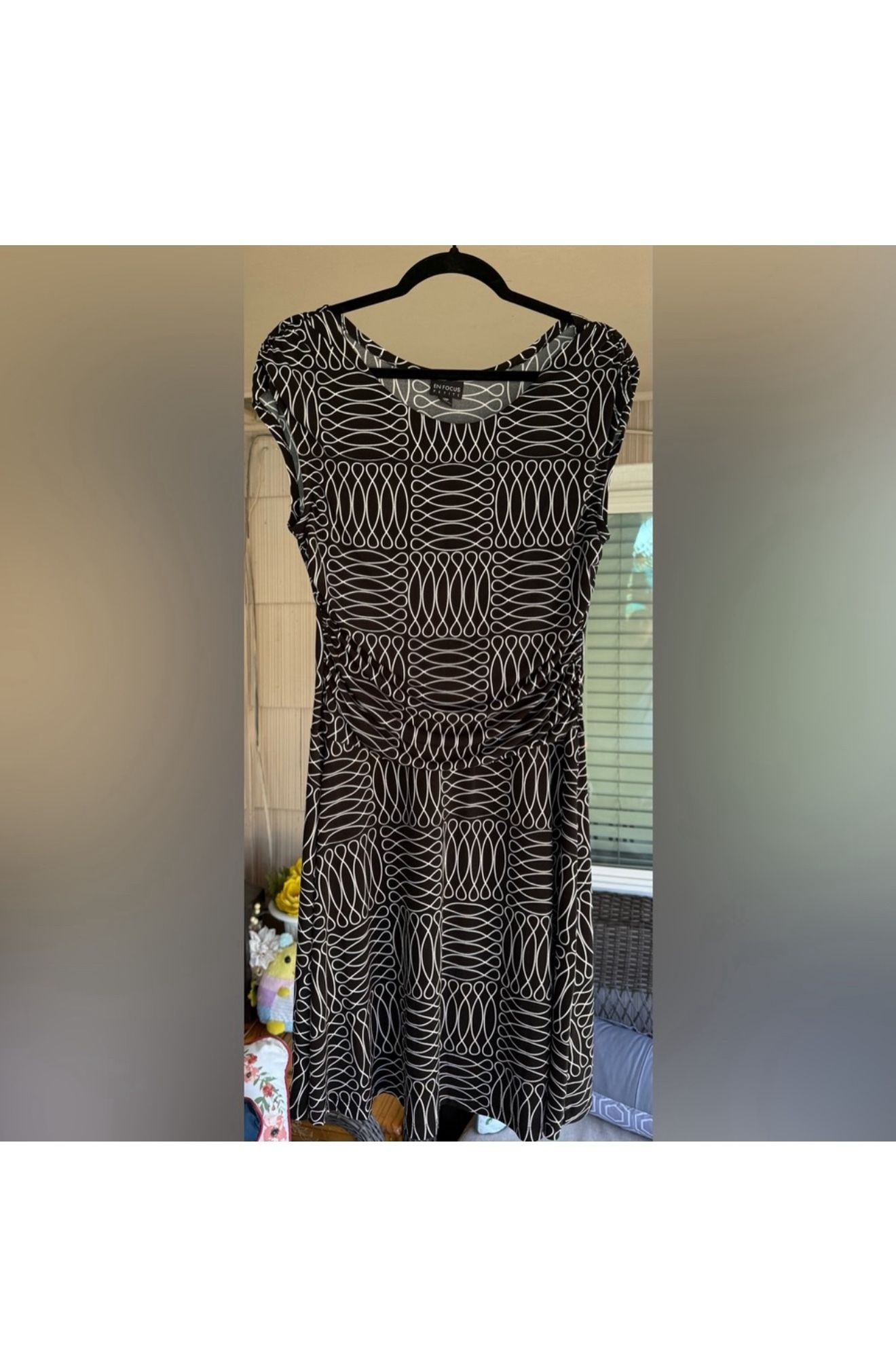 Enfocus Studio Geometric Black and White Midi Dress