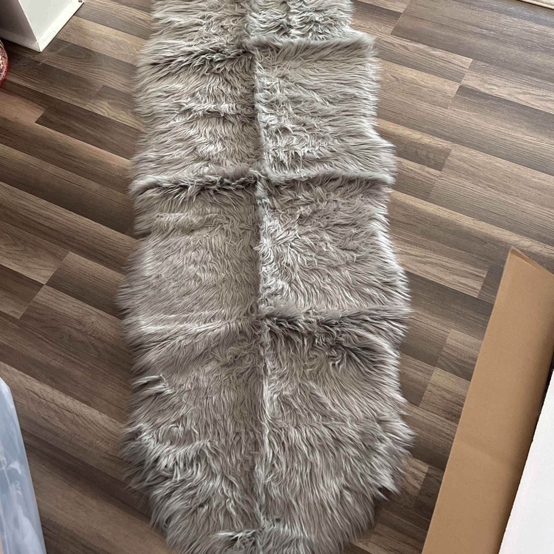 Grey Faux fur Runner