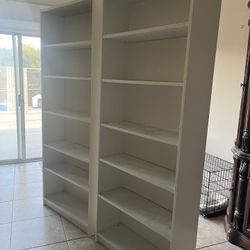Set Of 2 Tall Bookshelves With Adjustable Shelves 