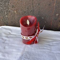 Cute Battery Operated Christmas Candle. 3” Diameter.