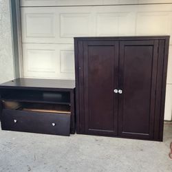  2 Piece  Armoire NOTE: ONLY HAS BRUSHED SATIN HARDWARE. ..